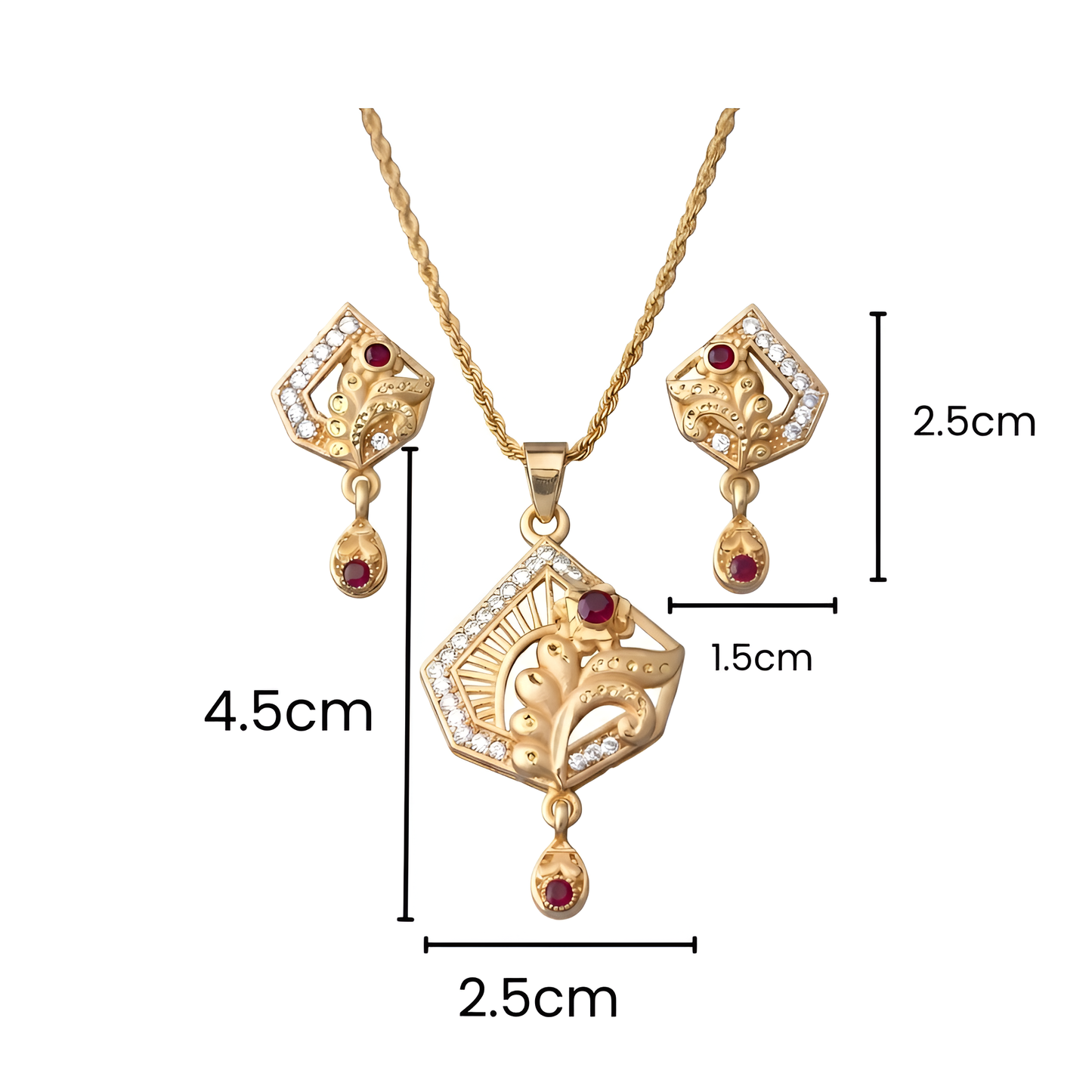 Gold Chain Pendant Set for Women | Elegant Gold Pendant with Matching Earrings | Stylish Jewellery Set
