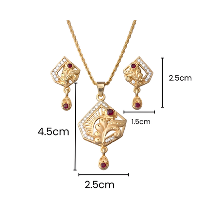 Gold Chain Pendant Set for Women | Elegant Gold Pendant with Matching Earrings | Stylish Jewellery Set