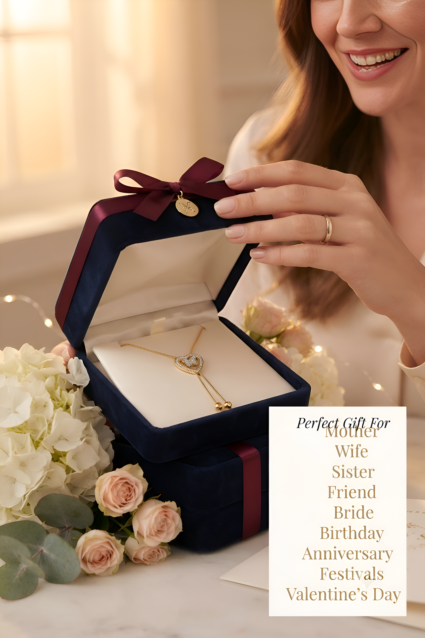 Elegant Anti-Tarnish Copper Gold Chain Pendant with AD for Women