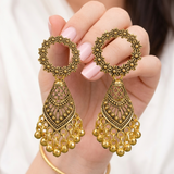 Gold Jhumka Earrings for Women | Floral Statement Jhumka Earrings