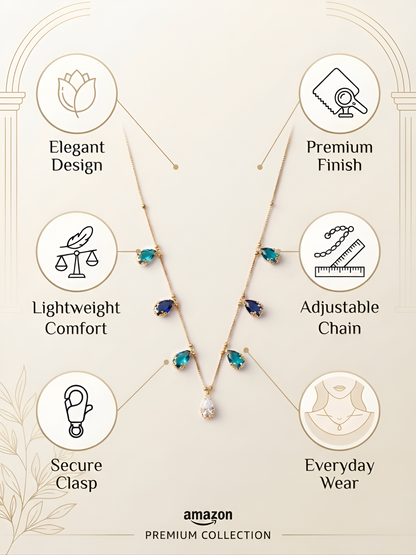 Elegant Anti-Tarnish Copper Multi-Stone Gold Necklace for Women