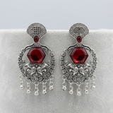 Red Stone Earrings Design for Women | Oxidised Statement Stone Earrings Design