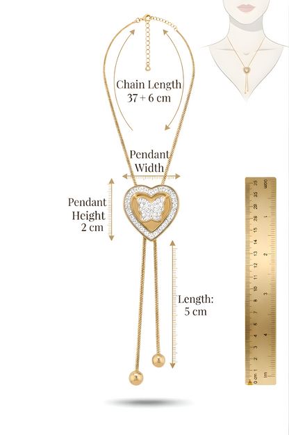 Elegant Anti-Tarnish Copper Gold Chain Pendant with AD for Women