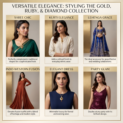 Elegant Circular Design Gold Chain Pendant Set with Matching Earrings for Women